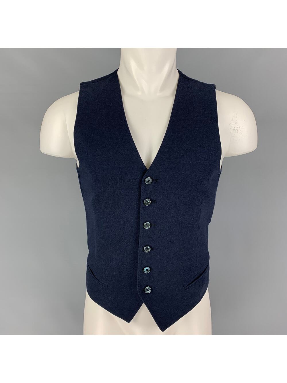 ROYAL ROW Size 36 Navy Wool Cotton V-Neck Vest